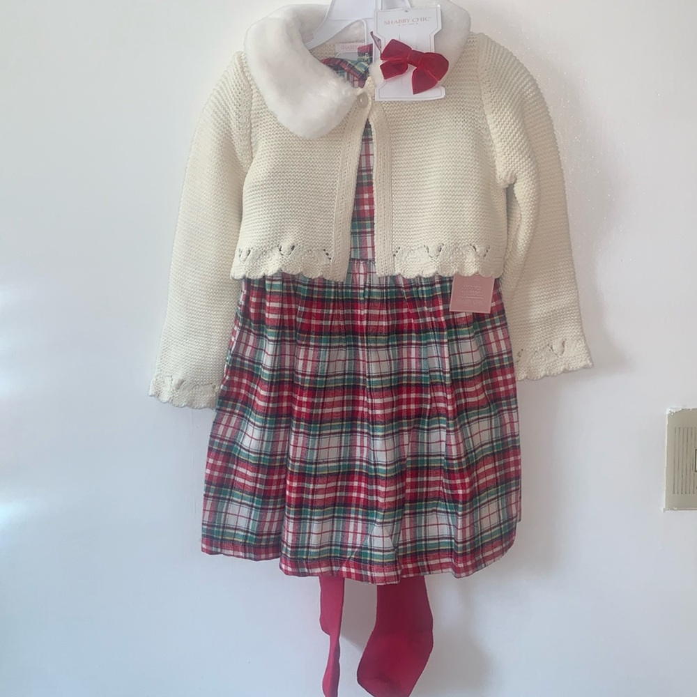 Shabby Chic Girl Holiday Dress Set.